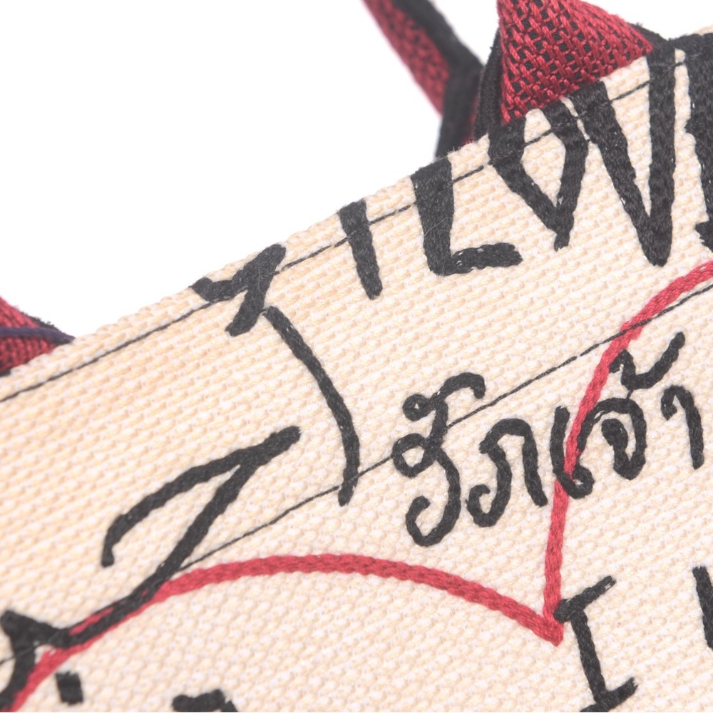 ♥️Dior Book Cream Canvas Tote with Red Logo Band Cotton Tote ♥️ - Picture 9 of 16